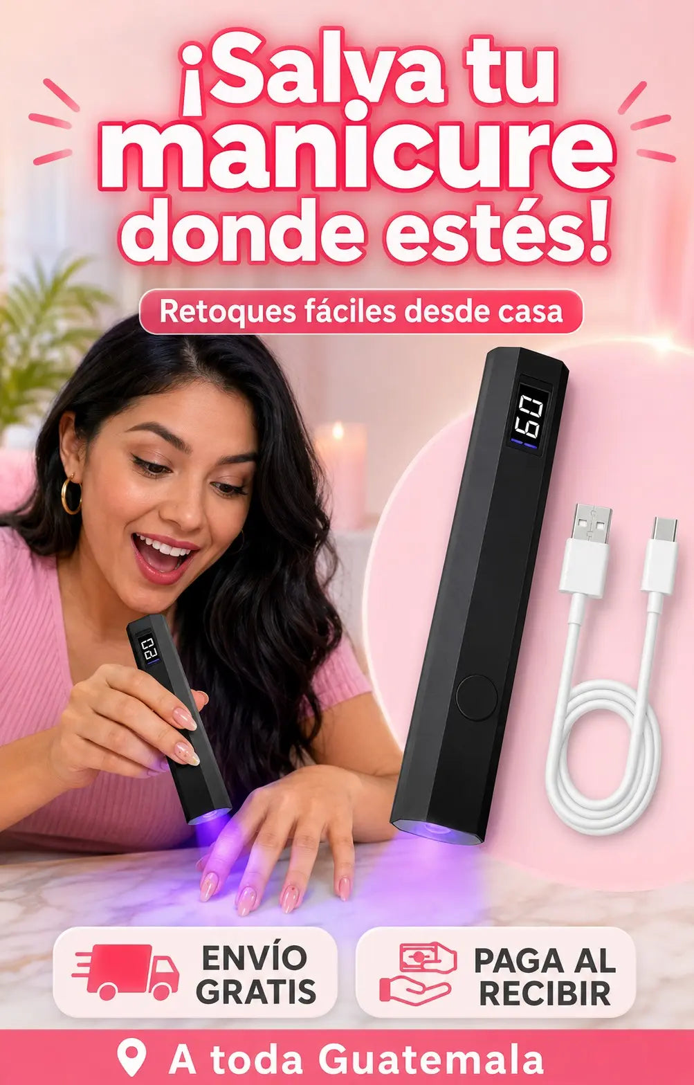 Secador de Uñas LED Portátil | Secado Rápido para Gel, Esmalte y Tips